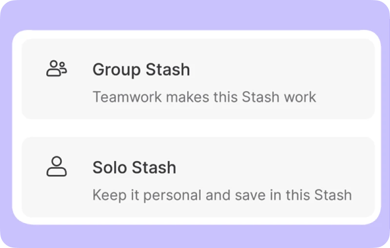how to open a solo stash or group stash in tonik